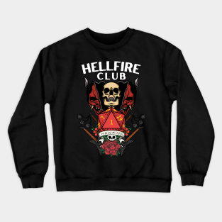 Stranger Crewneck Sweatshirt - Hellfire Club - Black - D20 - Guitars - Flails - Skull by Fenay Designs